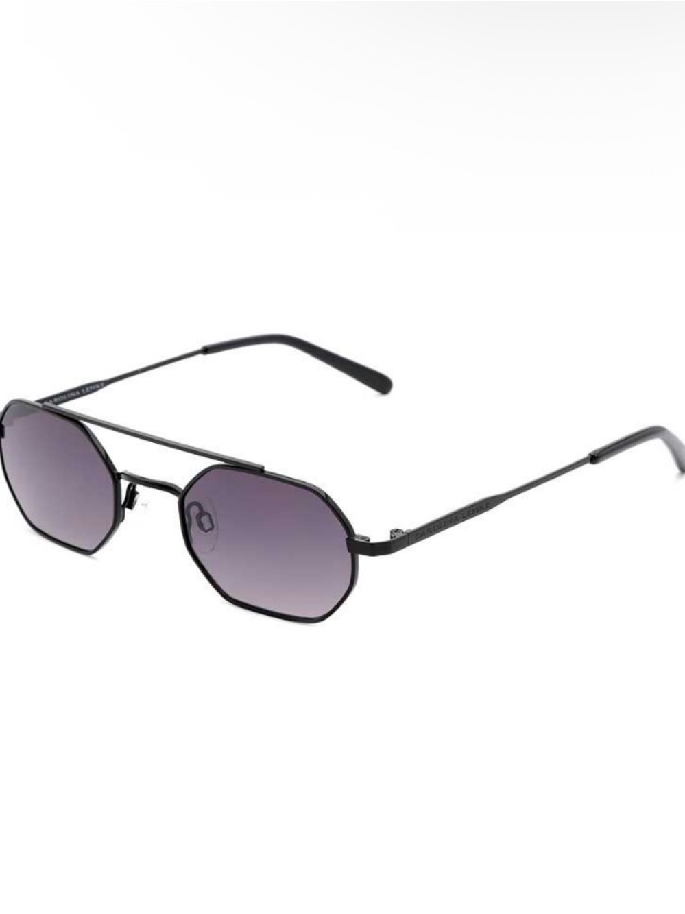 Black Octagonal Frame Aviator Sunglasses with Gray Gradient Lenses